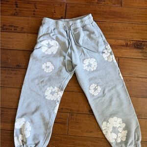 Camo Light Gray Joggers with White Floral Clusters